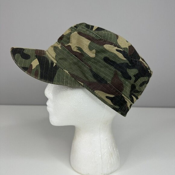Cameo Women's Green Tan Camouflage Theme Military Cotton Canvas Fitted Hat S/M - Picture 3 of 12